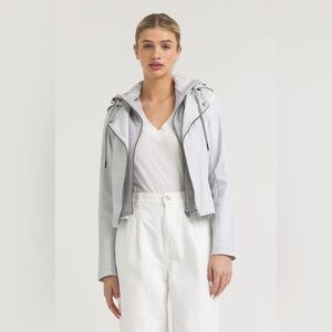 Jakett JKT NYC Molly white Burnished Leather moto Jacket, small.